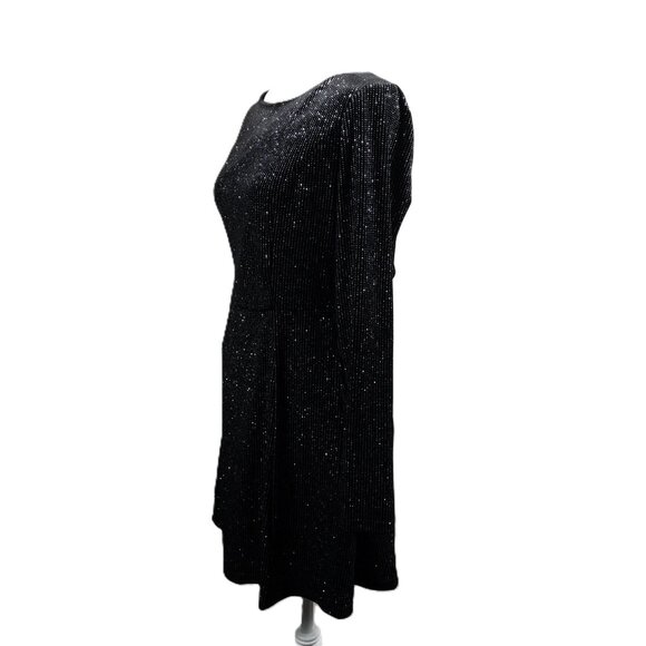 NWT Lulus Black Glitter Open-Back Long-Sleeve Mini Dress SZ L - Picture 3 of 12